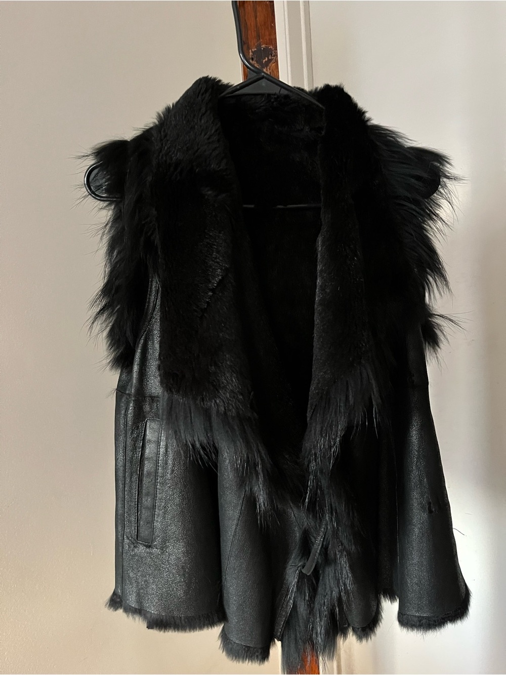 Yves Salomon Leather Vest Black Sz 34